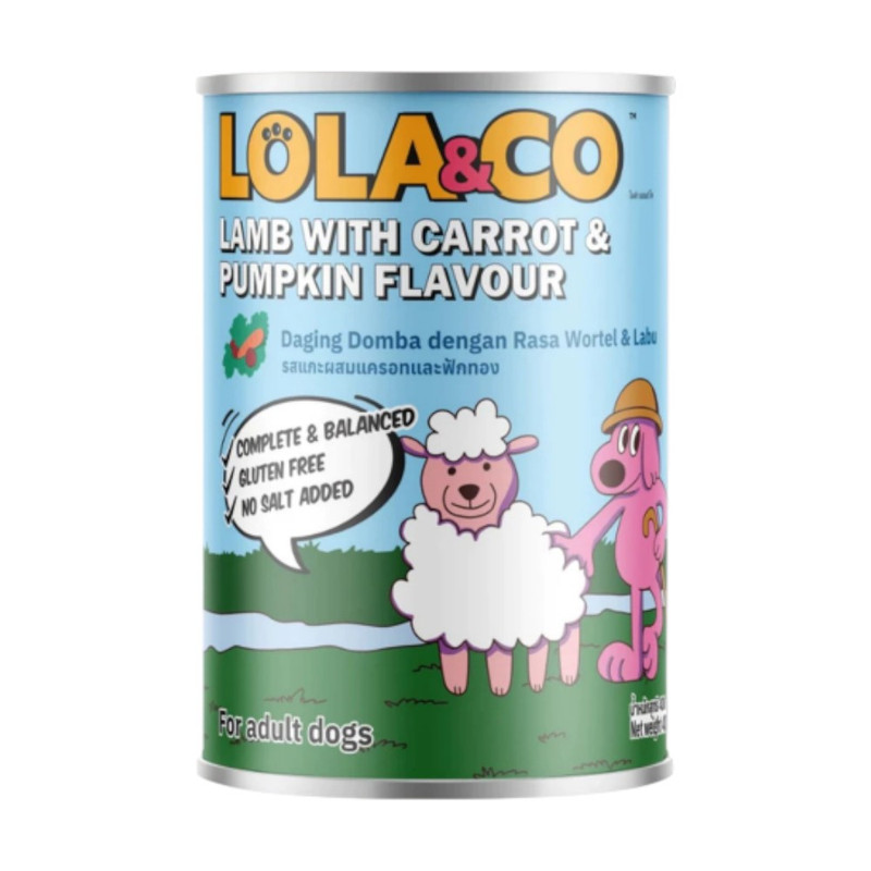Lola&Co โลล่าแอนโค อาหารกระป๋องสําหรับสุนัข สูตร Complete and Balance ขนาด 400g LD06-แกะแครอทฟักทอง