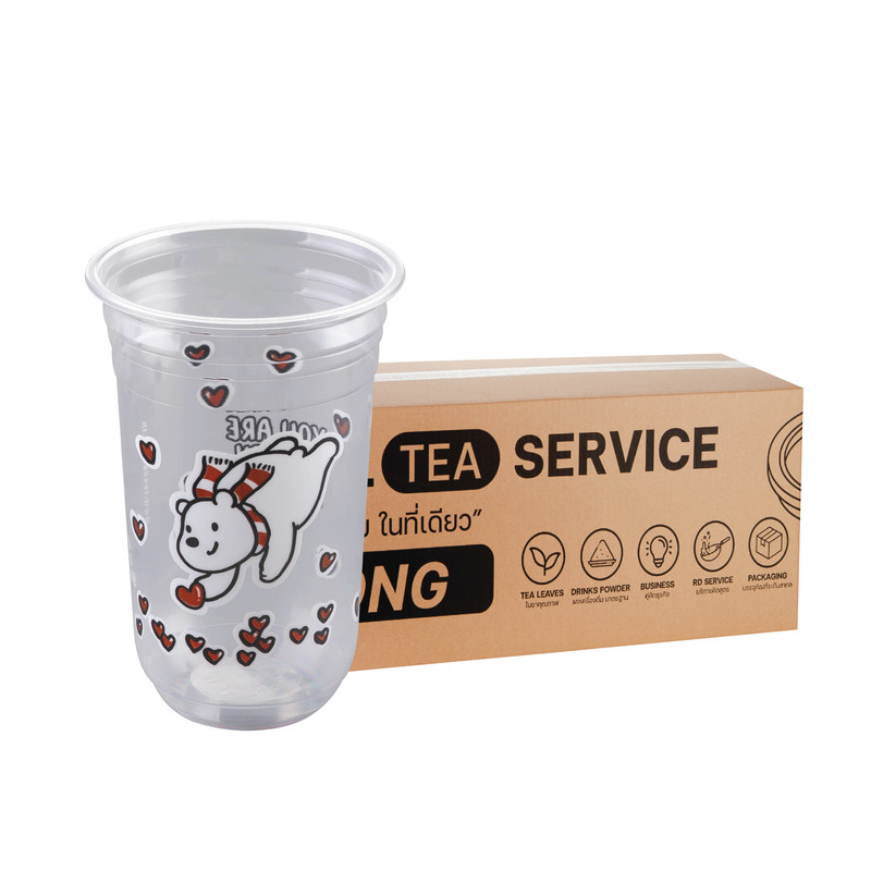 [BEAR22U] Plastic Bubble Tea Cup 22 oz 95 mm Capsule Shape (50 pcs/pack) x 5 Packs