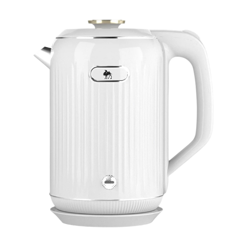 CAMEL กาต้มน้ําไฟฟ้า สไตล์วินเทจ Kettles ป้องกันน้ําร้อนลวก 2 ชั้น 1.8 ลิตร 304 ซับสแตนเลสกาต้มน้ํา หมุน 360° แยกฐานกันลื่น