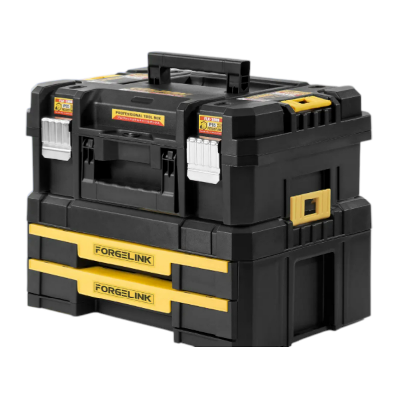 DELTON กล่องเครื่องมือช่าง Combo Kit พร้อมลิ้นชัก 2 ชั้น FORGELINK รุ่น FLX-1559-1322 กันกระแทก วางซ้อนล็อคต่อกันได้ 60kg. FLX-1559-1322