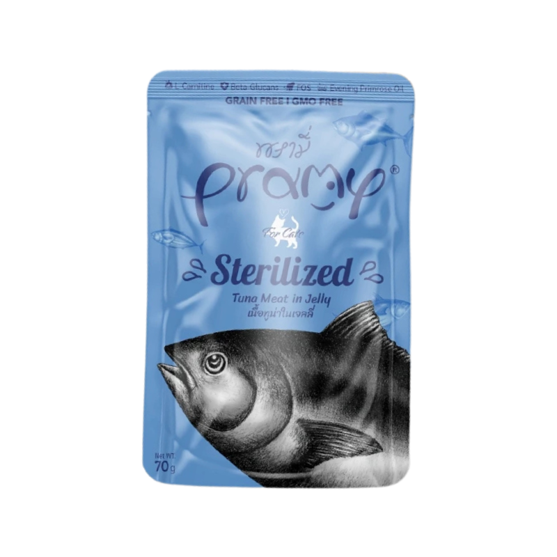 PRAMY พรามี่ อาหารเปียกแมว สูตร Functional ขนาด 70 กรัม AD9-Sterilized ฟ้า