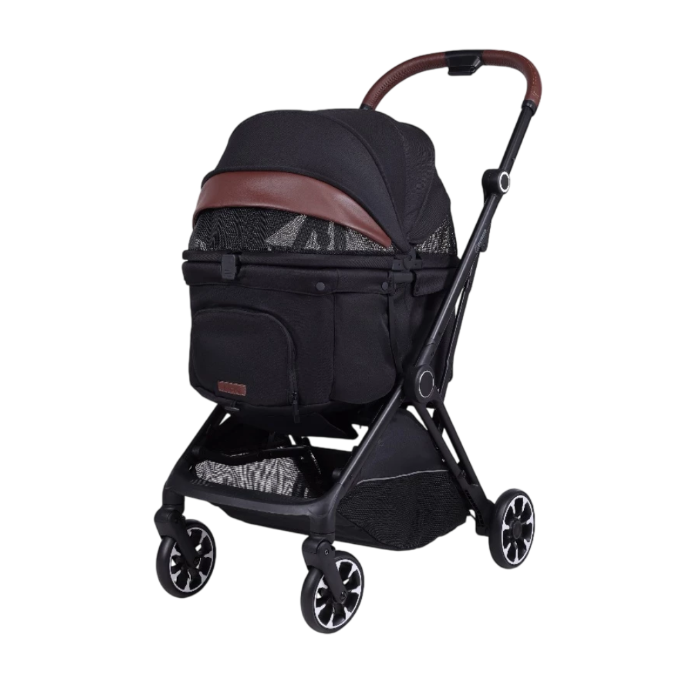 Bernd รุ่น Proud Pet Auto Fold รถเข็นสัตว์เลี้ยงพรีเมี่ยมขนาดเล็ก พับอัตโนมัติ รับน้ําหนักได้ 15 kg. Onyx Black