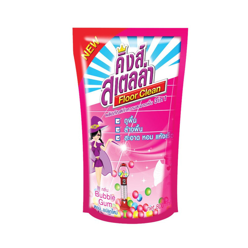 King's Stella น้ํายาถูพื้นขจัดกลิ่นอับ กลิ่นอันไม่พึงประสงค์ได้ในทันที  Floor Clean Bubble Gum,800ml