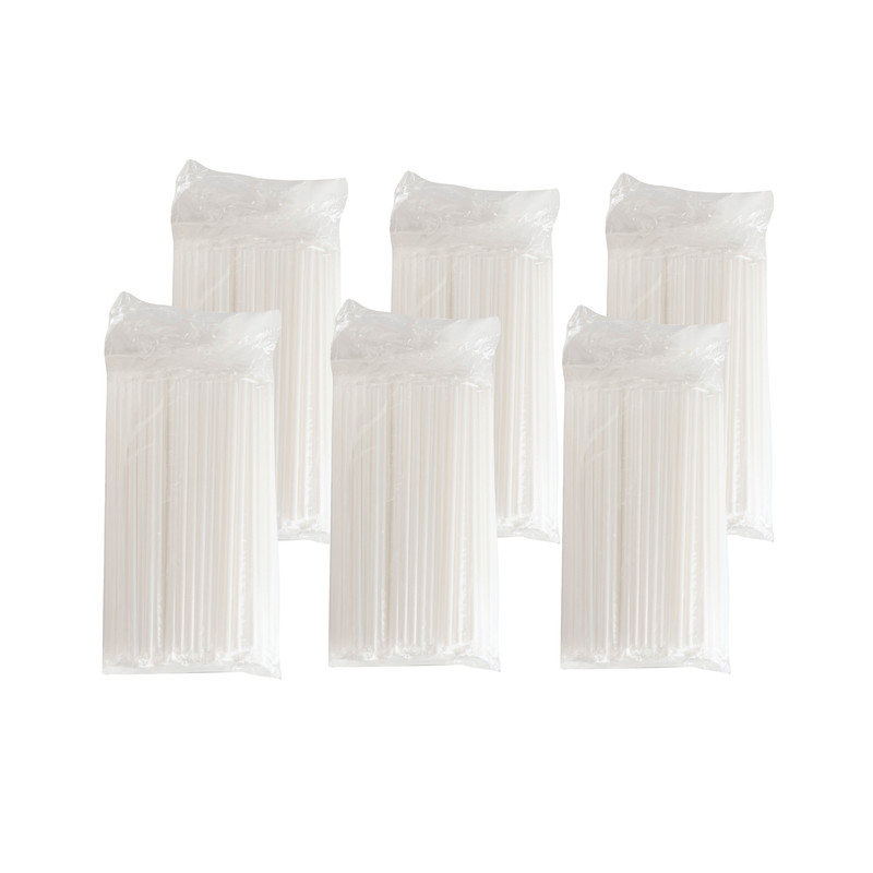 [6mm] Plastic Straws Flim-Wrapped White (100 pcs/pack) x 6 Packs