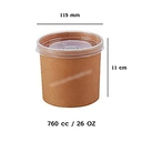 Thumbnail 1 of BIOPACK ถ้วยคราฟพร้อมฝา (ถ้วย 26 oz #116,+ ฝา PP 50 ชุด) ถ้วยกระดาษ ถ้วยซุป ถ้วยขนม ถ้วยใส่อาหาร ใส่ของหวาน มีฝาปิด กล่องห่อกลับบ้าน [[50 ชุด]]