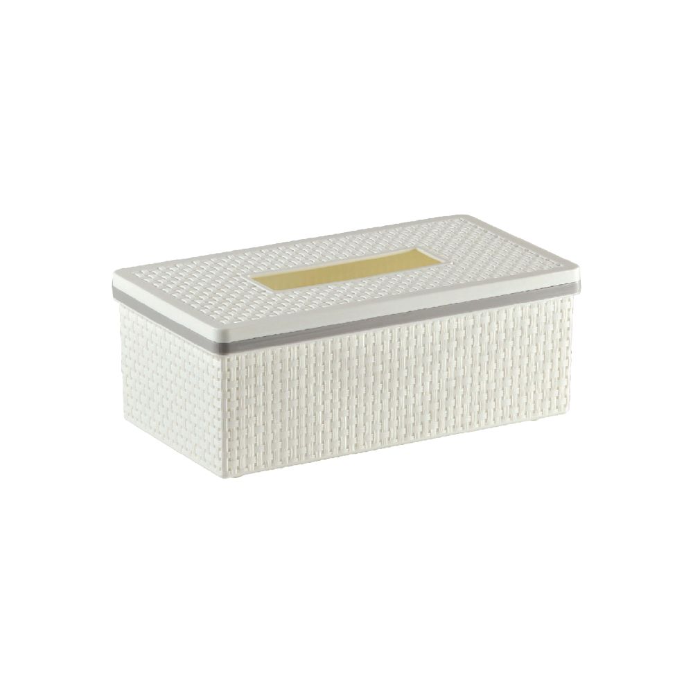 DKW Official HH-3017 กล่องกระดาษทิชชู่ SAAN Tissue box Tissue holder ที่ใส่ทิชชู่ กล่องทิชชู ครีม-ผืนผ้า
