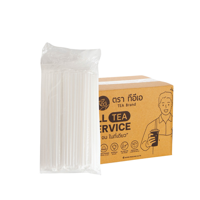 [6mm] Plastic Straws Flim-Wrapped White (100 pcs/pack) x 50 Packs