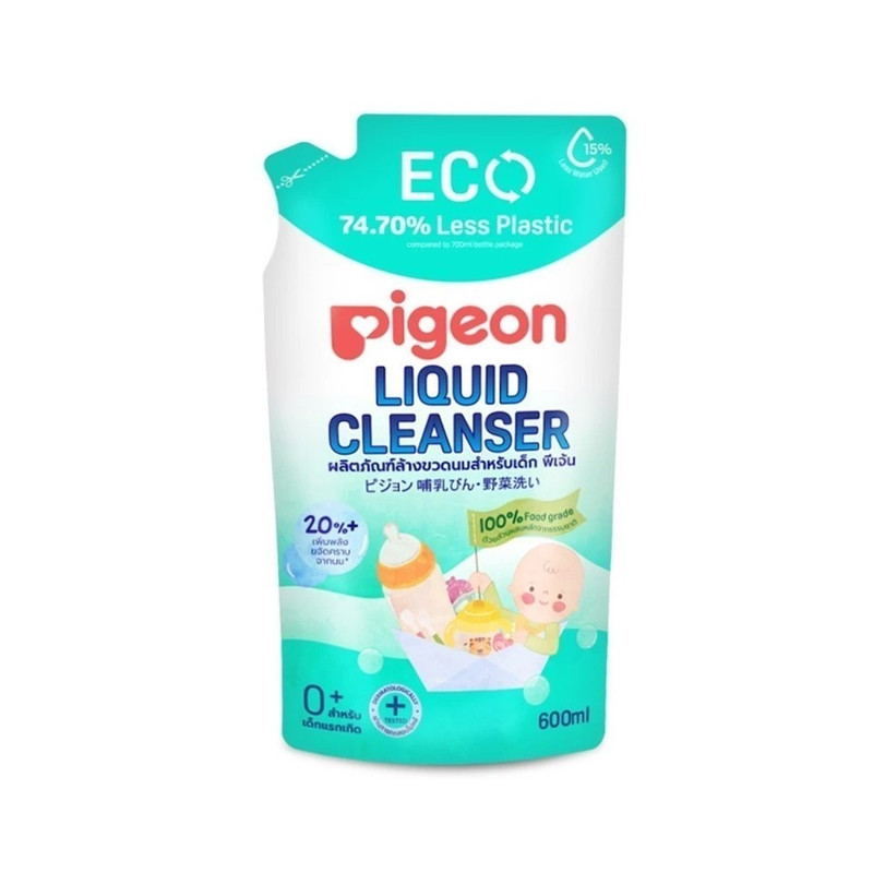 Pigeon พีเจ้น น้ํายาล้างขวดนม แบบขวด หรือ รีฟิว รีฟิว 600 ml.