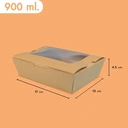 Thumbnail 1 of Matapat กล่องอาหารฝาพับ คราฟท์เข้ม (900 ml.) กล่องอาหารกระดาษ กล่องรักษ์โลก กล่องผลไม้ เจาะหน้าต่าง 600 , 900 ,1200 ml. (20กล่อง/แพ็ค)