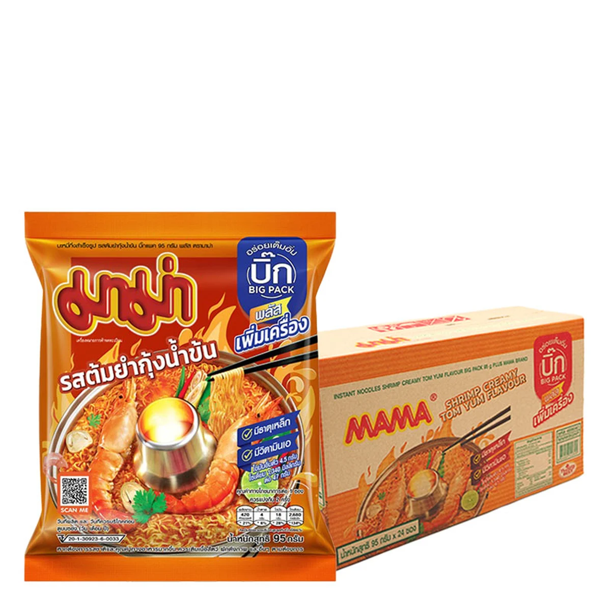 MAMA Big Pack Instant Noodle Creamy Shrimp Tom Yum 95 g x 24