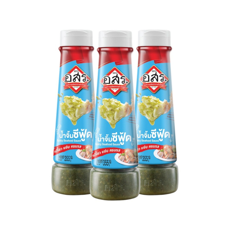 [3 bottles] ASR. Seafood Dipping Sauce, 355 g, made with fresh “Jinda” chilies, spicy, bold, full-flavored