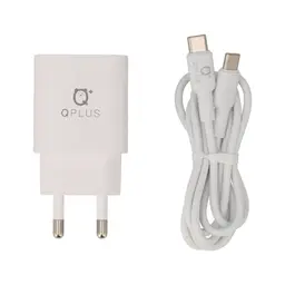 Thumbnail 1 of คิวพลัส อะแดปเตอร์ Wall Charger 1 USB-A / 1 USB-C 20W พร้อมสายชาร์จ USB-C to USB-C 1 เมตร