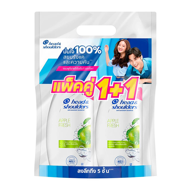 เฮดแอนด์โชว์เดอร์ แชมพู แอปเปิ้ล เฟรช 370 มล. x 1 + 1