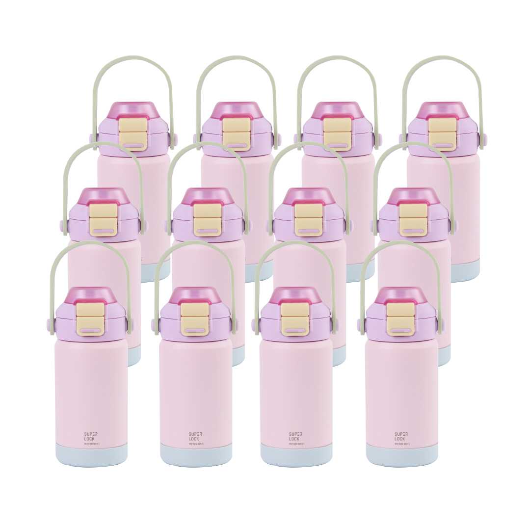 Super Lock Stainless Steel Bottle with Silicone Straw 370ml S179 Purple Pack 12