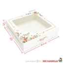 Thumbnail 3 of กล่องเค้ก1ปอนด์เตี้ย20.5x20.5x5.5cm.(40กล่อง)BK60W-002 กล่องเค้กกล้วยหอม กล่องขนม กล่องใส่เค้กโบราณ