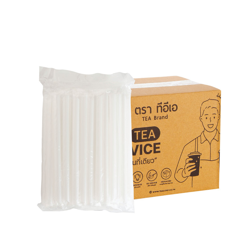 [12mm] Plastic Straws Flim-Wrapped White (100 pcs/pack) x 20 Packs