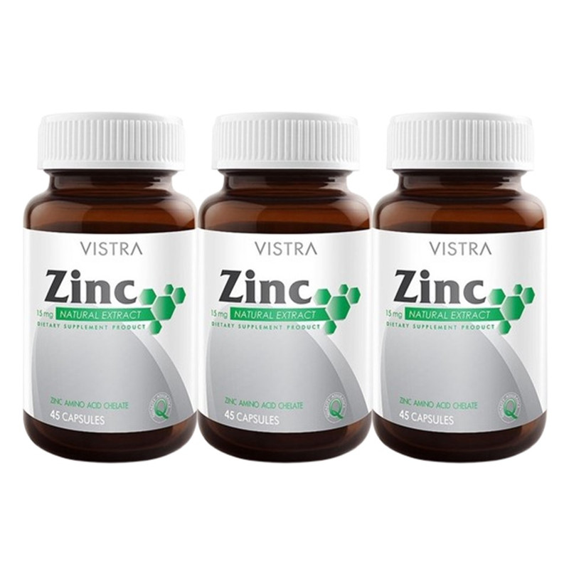 VISTRA Dietary Supplement Vitamin Zinc 15 mg 45 Capsule x 3