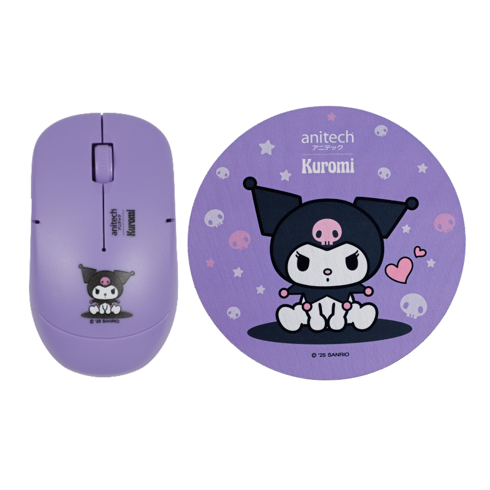 ANITECH x Sanrio Mouse & Mouse pad Kuromi KU-WMP01-PU Purple