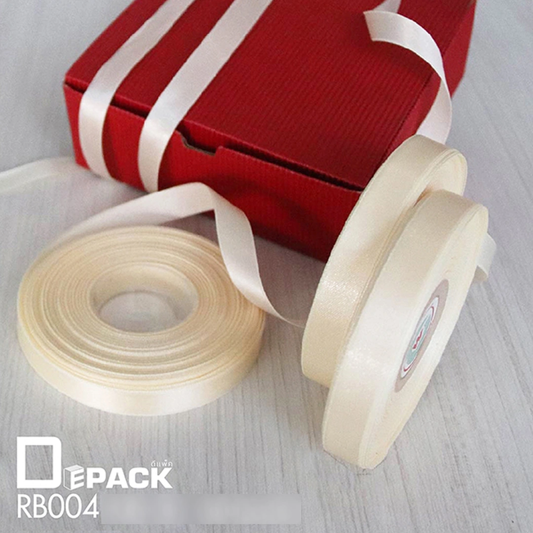 Depack RB004(สีครีม) ริบบิ้นผ้าซาติน (หน้ากว้าง 13 มม. / ยาว 33 หลา) (1 ...