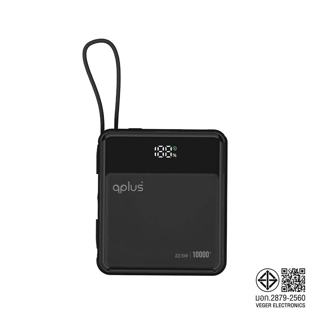 QPLUS Mini 10,000 mAh Built-in Cable W1087PD Black