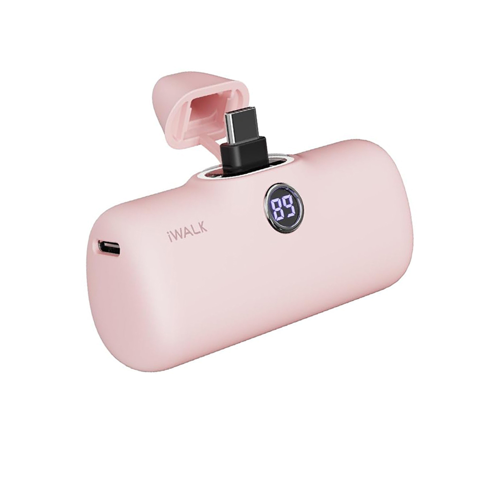iWALK LinkPod Pro5000 PCแบตสํารองไร้สายแบบชาร์จเร็วหัวTypeCใช้ได้กับ iPhone16,15และสมาร์ทโฟนแอนดรอยด์ Pink-TypeC