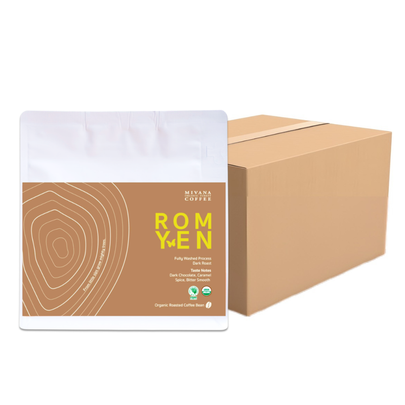 MIVANA COFFEE - ROM YEN (DARK ROAST) ORGANIC ARABICA ROASTED COFFEE BEANS 100g. X5
