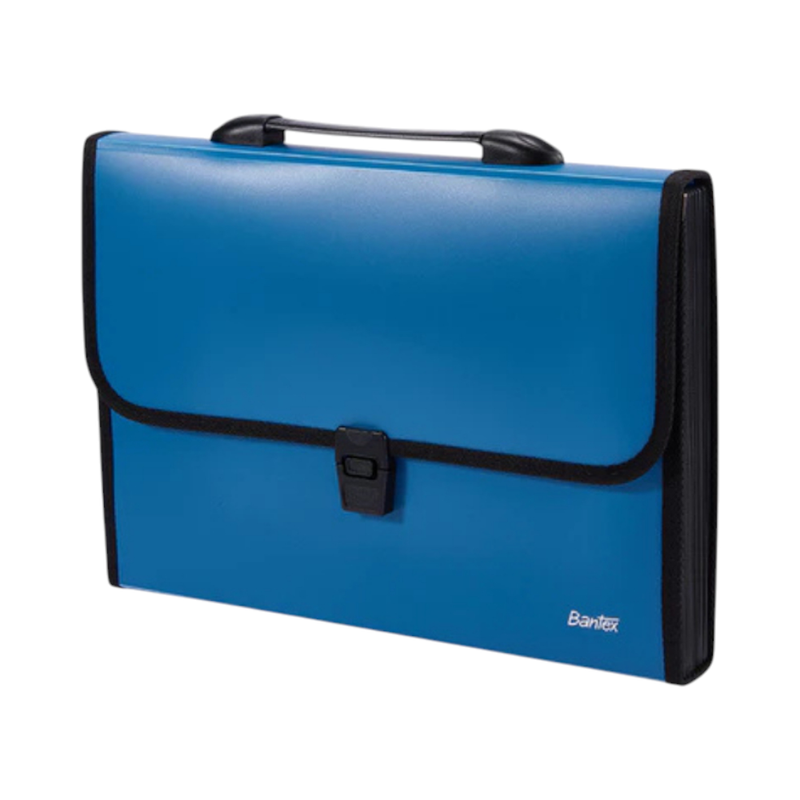 Bantex กระเป๋าใส่เอกสาร ขนาดA4 13ช่อง พร้อมหูหิ้วและล็อค สีฟ้า รุ่น BF1501 1ชิ้น