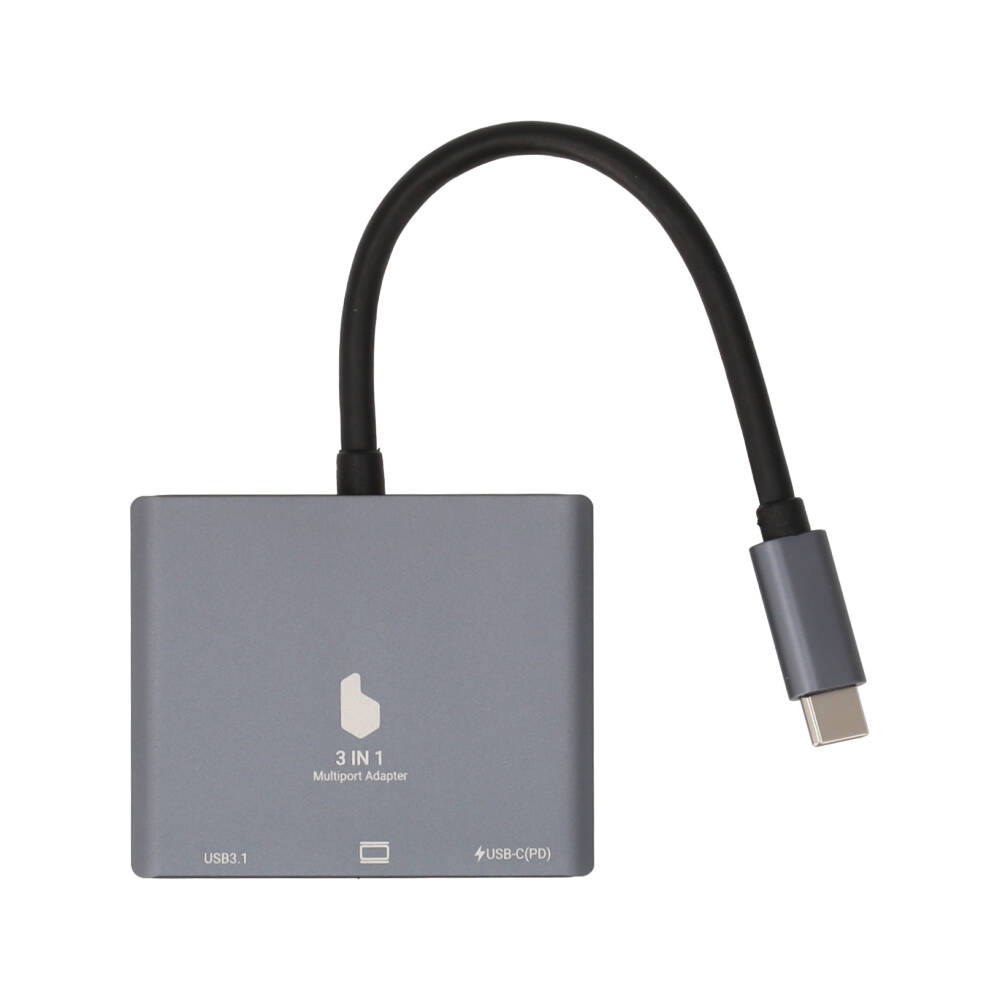 BLUE BOX Port Hub USB Type-C Hub 3-in-1 Silver Grey