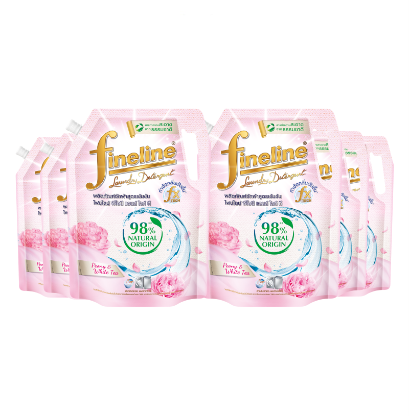 [Case] Fineline Concentrated Laundry Detergent Natural Peony And White Tea 1,200ml. x6, Pink