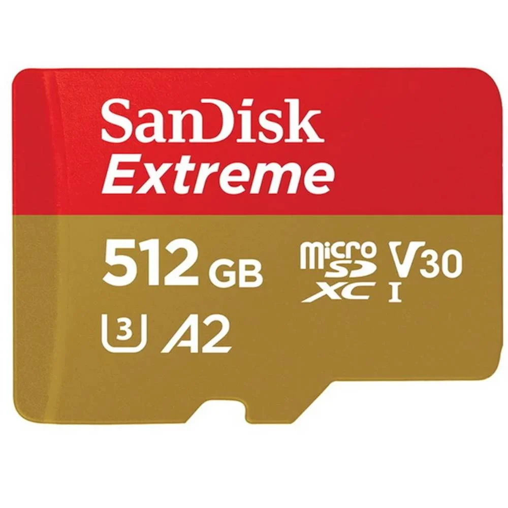 SANDISK Memory Card Extreme microSDXC 512GB V30 U3 C10 A2 Model WSDSQXAV-512G-GN6MN Capacity 512GB Red Gold