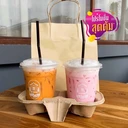 Thumbnail 3 of Matapat ถาดวางแก้ว+ถุงกระดาษคราฟท์ #2 (ถาดรังไข่+คราฟท์ #2) ถาดรังไข่ 2 หลุม ถาดใส่แก้ว2หลุม ถาดใส่แก้ว take away (50ชิ้น/แพ็ค)