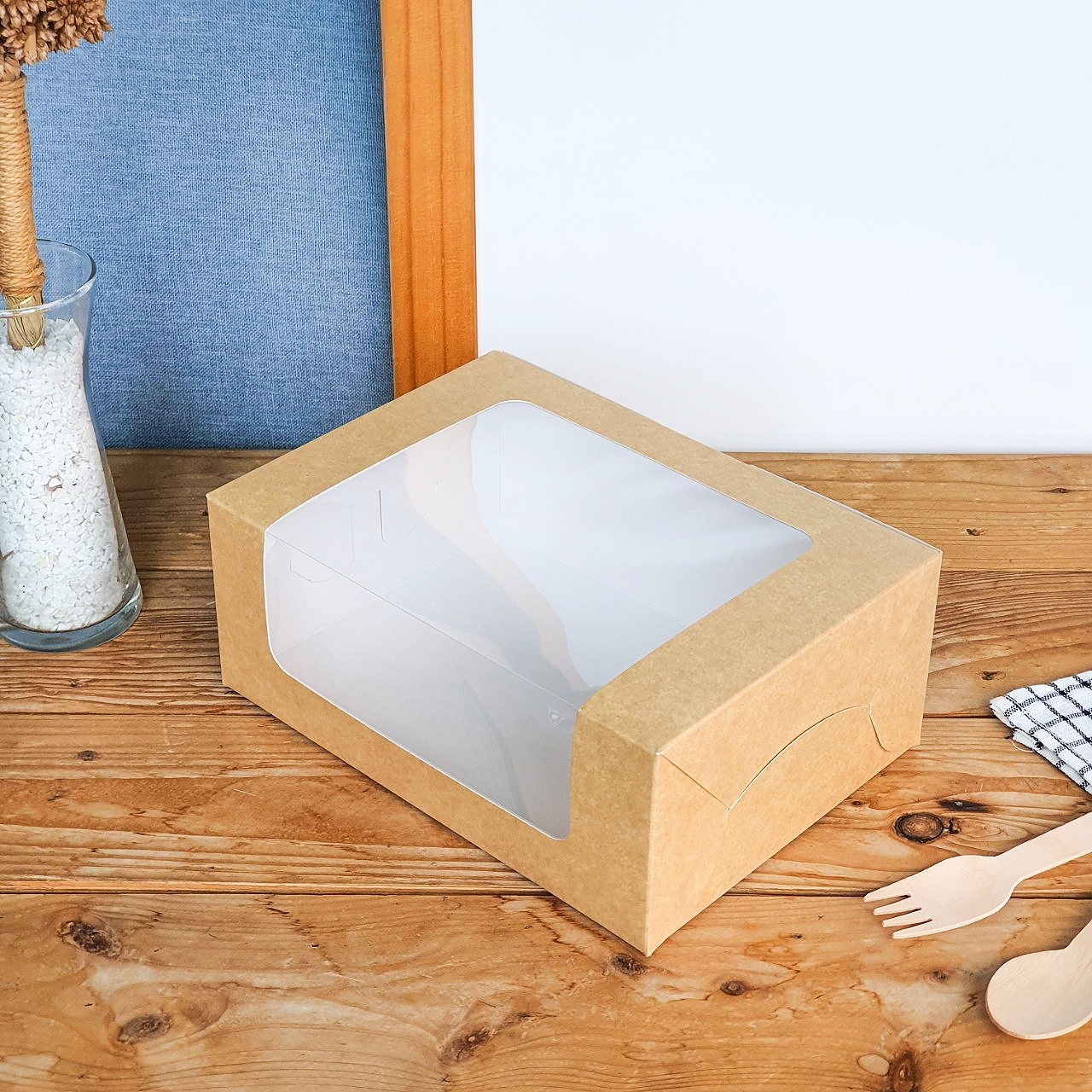 GoodBoxPack กล่องเค้กผืนผ้าคราฟท์ขาว 16 x 22.5 x 9 ซม. แพ็ค 10 ใบ ...