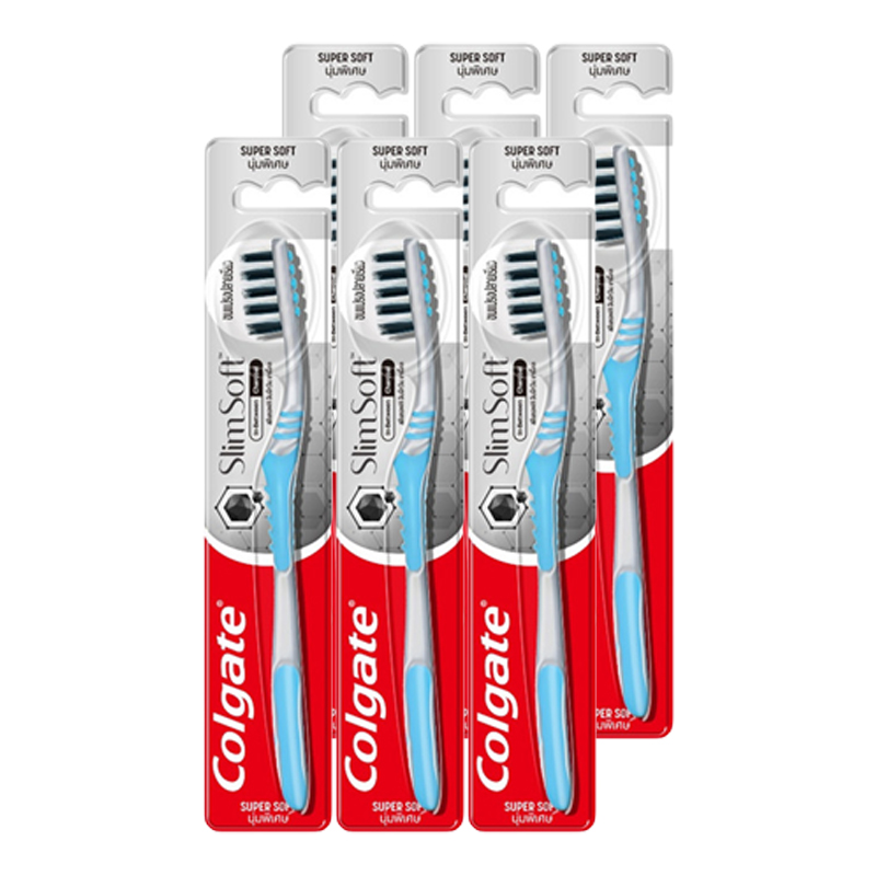 COLGATE Toothbrush Slim Soft In Between Charcoal x 6