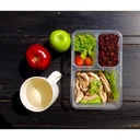 Thumbnail 3 of thefoodbox กล่องใส่อาหาร 3ช่อง กล่องพลาสติกใส กล่องใส่อาหารเวฟได้ กล่องดำ + ฝาใส [ยกลัง 250 ใบ]