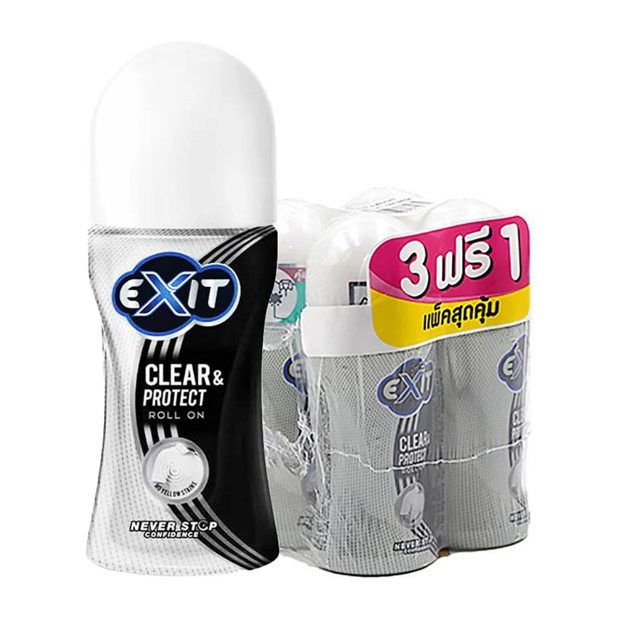 EXIT CLEAR & PROTECT ROLL-ON DEODORANT 32.5 ML X 3+1