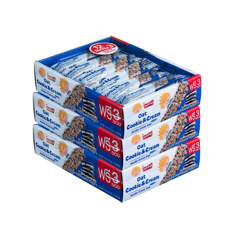 PENNY-O Oatmeal Snacks Cookie and Cream Flavor 15 g 15 sachets x 3