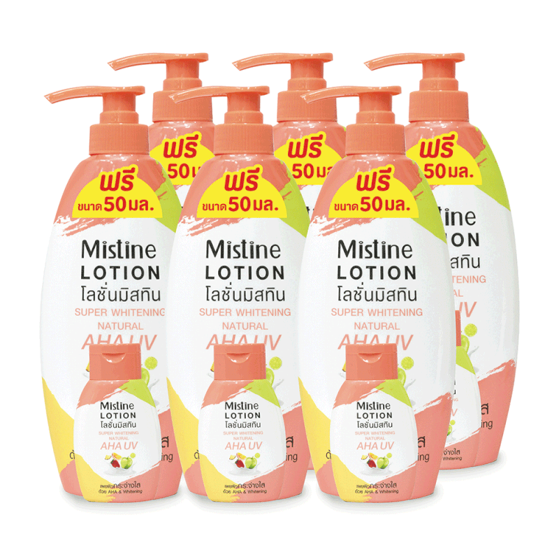 MISTINE Super Whitening Natural Aha Uv otion 400 ml x 6