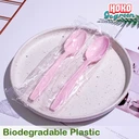 Thumbnail 1 of Hokogogreen ช้อนพลาสติก สีพาสเทล ช้อนน่ารัก พลาสติกย่อยสลาย ช้อนพลาสติกยาว ช้อนใช้แล้วทิ้ง ยาว 7 นิ้ว ซิลถุง สีชมพู (แพ็ค 50 ชิ้น)