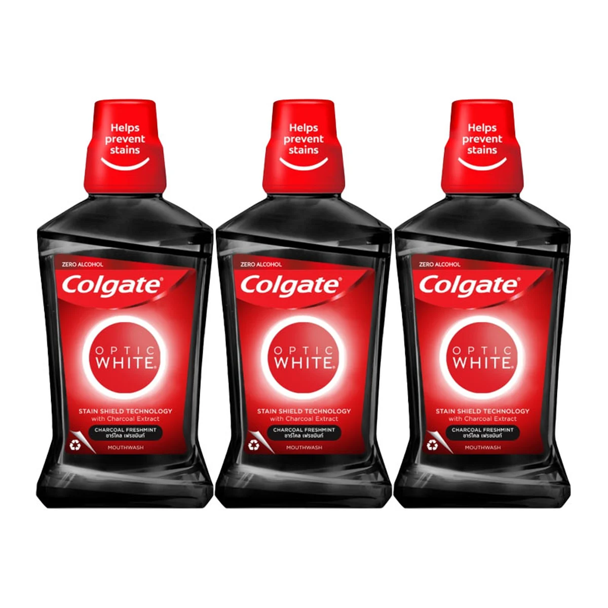 COLGATE Mouthwash Optic White Charcoal 500 ml x 3