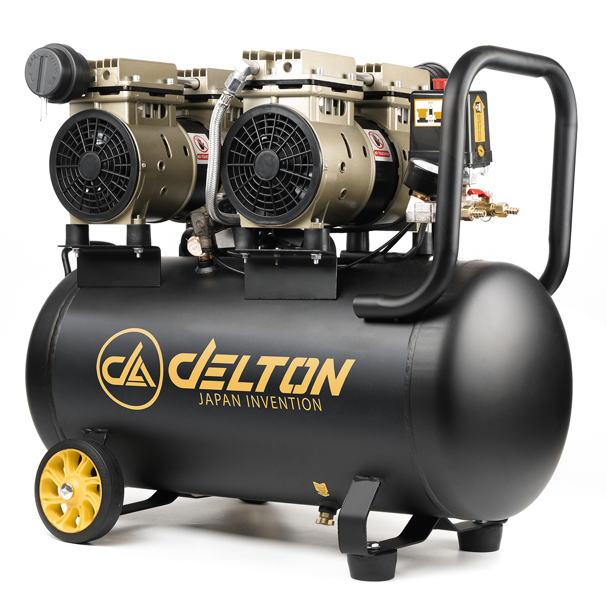 DELTON ปั๊มลมออยล์ฟรี 50 ลิตร 1,700W มอเตอร์คู่ ถังลม ไม่ใช้น้ํามัน เร็ว แรง เสียงเงียบ Air Compressor 50L รุ่น XCT-50L