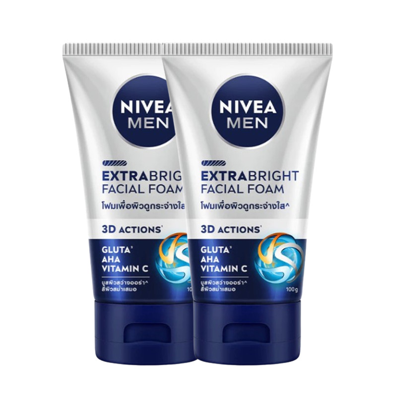 NIVEA Men Extra Bright Facial Foam 100 g x 2