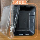 Thumbnail 1 of Matapat กล่องสเต็ก () กล่องสลัดโรล สีดำ ฝาใส 1 ช่อง 1400มล. กล่องอาหารจัมโบ้ เดลิเวอรี่ FoodGrade เข้าไมโครเวฟได้ (แพค 25 ชิ้น