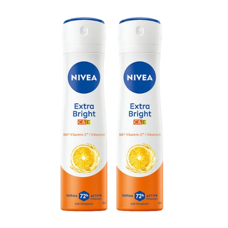 NIVEA Extra Bright C & E Vitamin Spray Deodorant 150 ml. x 2