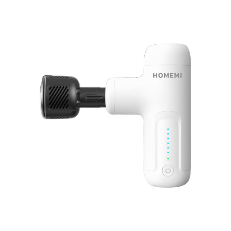 Homemi ปืนนวดพกพาไร้สาย Massager Gun รุ่น หัวธรรมดาและหัวประคบร้อน-เย็น นวดกล้ามเนื้อ นวดกดจุด ขาว-ร้อน/เย็น(40-WH)