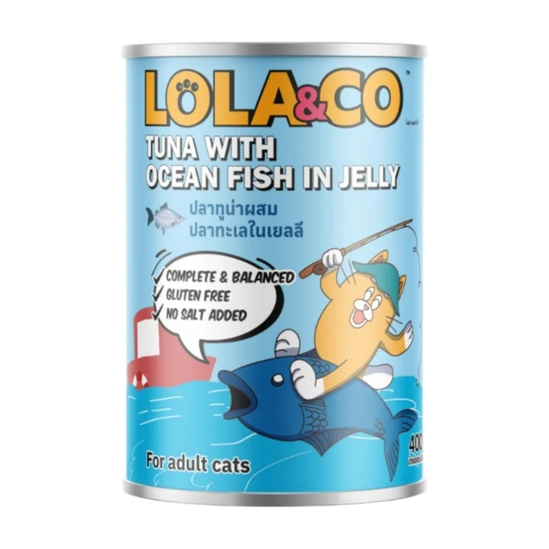 Lola & Co อาหารกระป๋องสําหรับแมว สูตร Complete and Balance ขนาด 400g LC3ปลาทูนาผสมปลาทะเล