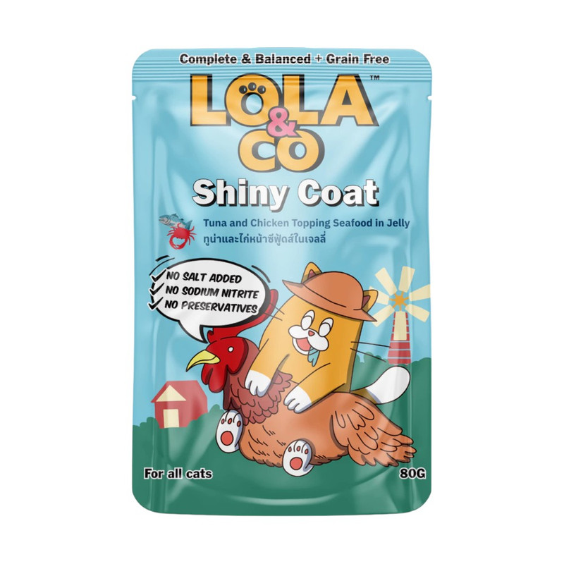 [1 ซอง] Lola & Co อาหารเปียก สูตร Complete & Balance ขนาด 80 กรัม RM07-Shiny Coat