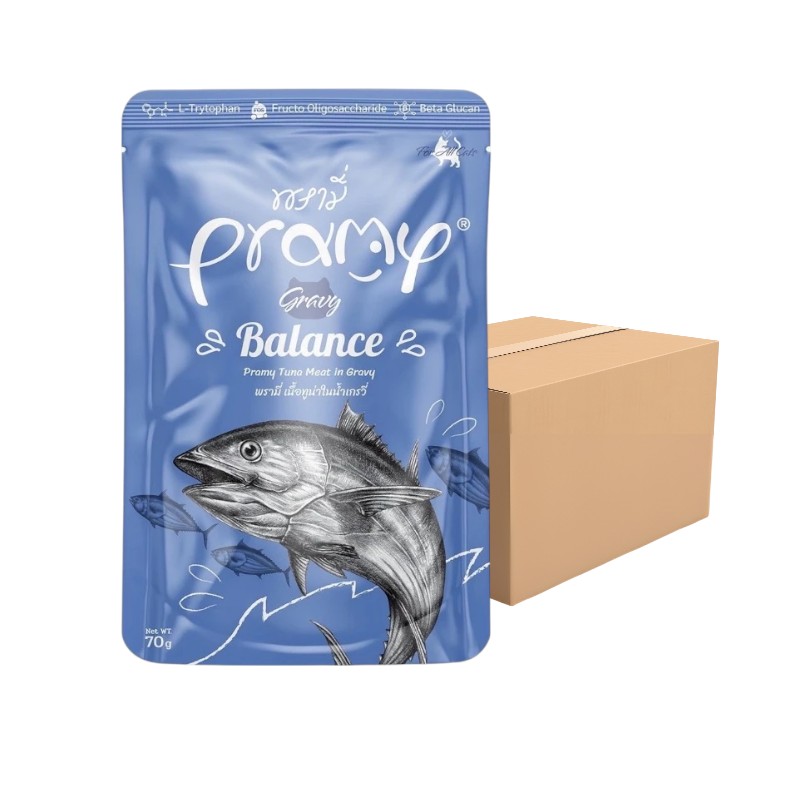 [48ซอง] Pramy in Gravy อาหารเปียกแมว พรามี่ ในน้ําเกรวี่ สําหรับแมว2เดือนขึ้นไป ขนาด 70g GR1-Balance