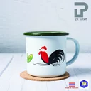 Thumbnail 1 of PT ware แก้วนํ้า กระป๋องนํ้าเคลือบ อินาเมล ลายไก่ลำปาง ขนาด 9cm ตรากระต่าย