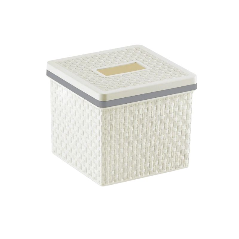 DKW Official HH-3016 กล่องกระดาษทิชชู่ SAAN Tissue box Tissue holder ที่ใส่ทิชชู่ กล่องทิชชู ครีม-จตุรัส