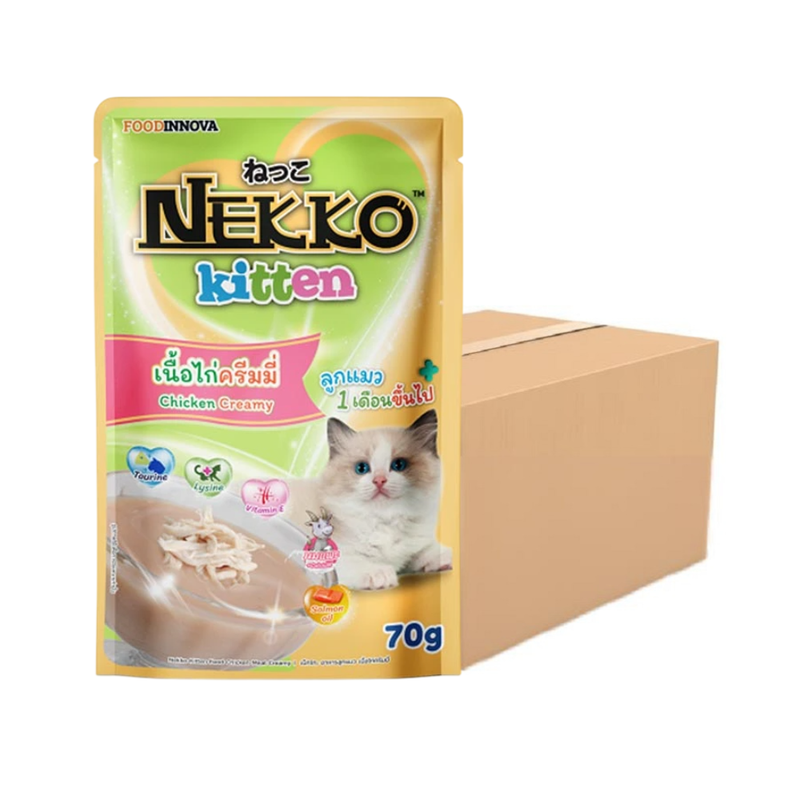Nekko Kitten อาหารแมวเด็ก เนื้อไก่ครีมมี่ 70g x 48 ซอง